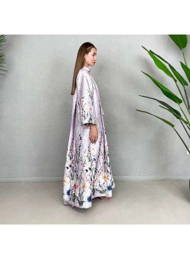 QABEELA RAM23 AISHA MAUVE BROCADE EVENING ABAYA - Image 3